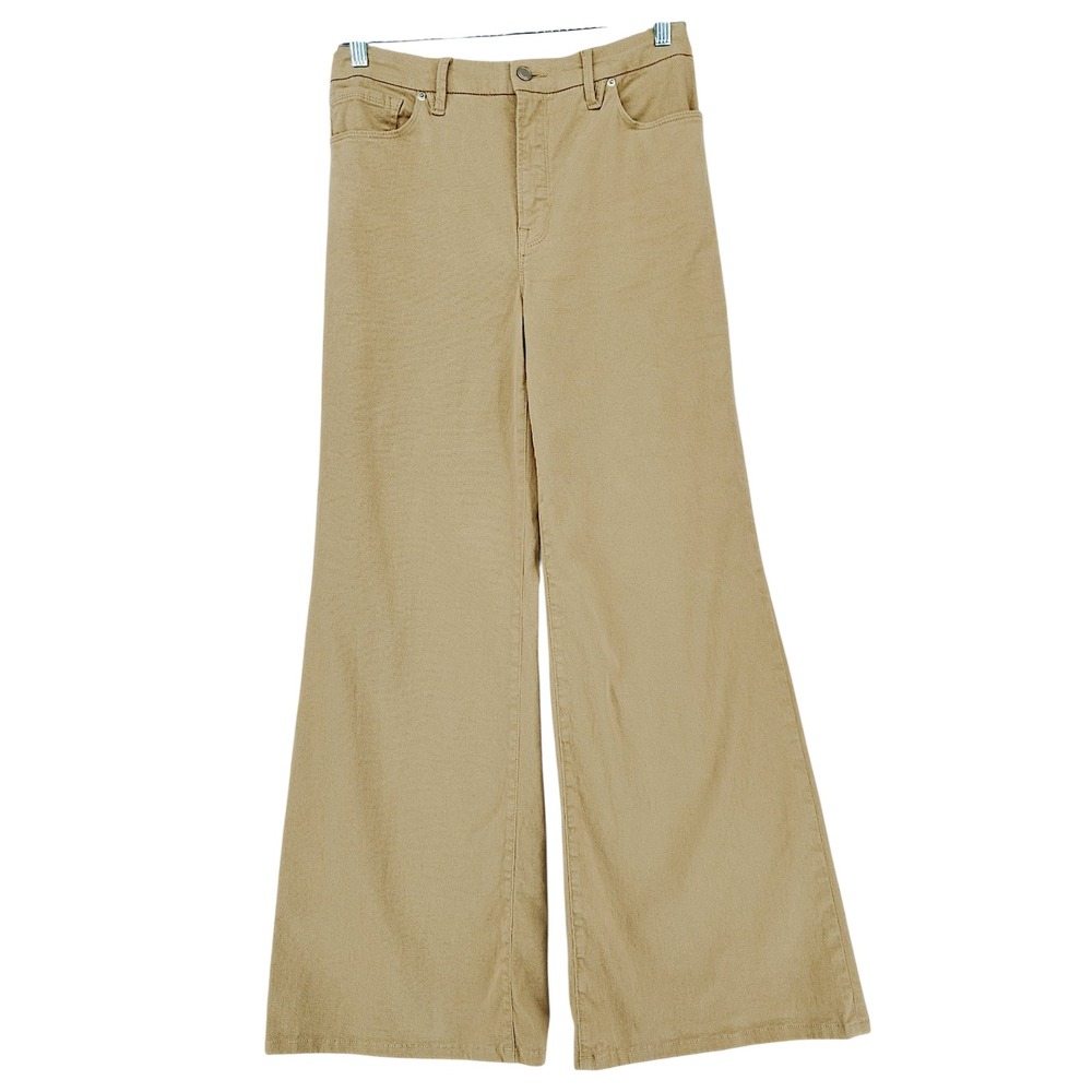 Good American Wide Leg Pants 14*‎ Women Khaki Tan High Rise Flare Chino Academia